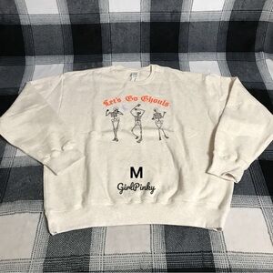 vs PINK halloween shirt LET’S GO GHOULS SKELETON CAMPUS SWEATSHIRT MEDIUM